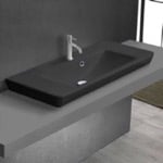 CeraStyle 068307-U/D Drop In Sink in Matte Black Ceramic, Modern, Rectangular